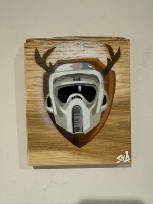 Scouter on oak wood - Signed Limited Edition artwork -  size 15 x 13cm