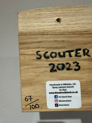 Scouter on oak wood - Signed Limited Edition artwork -  size 15 x 13cm