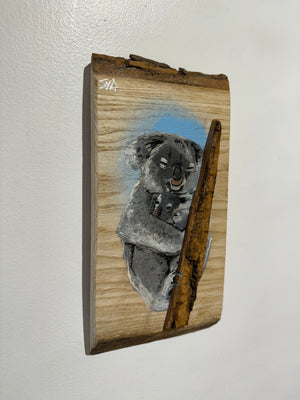 Koala ‘Cuddles’ 2025 - Number 4 in edition - 3D Stencil art on Ash Wood , Size 14 x 25 cm