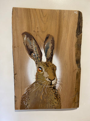 Hare Today - Elm wood from the UK - 38 x 54cm