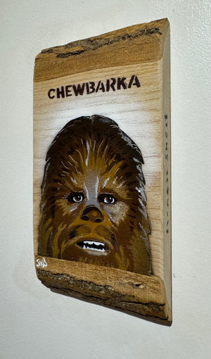 'Chewbarka' New for 2025 on barky Ash wood no. 6 - artwork size 12 x 25cm - Signed Limited Edition