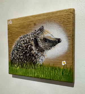 Hedgehog on Oak  - New for 2024 - 19 x 16 cm