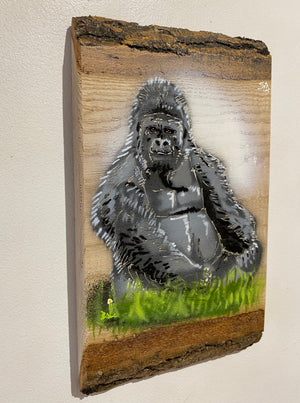'Big Daddy' Gorilla - Father's Dad Art - Number 7 on barky Ash Wood