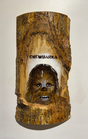 'Chewbarka' New for 2025 on barky Ash wood no. 2  artwork size 18 x 34cm - Signed Limited Edition