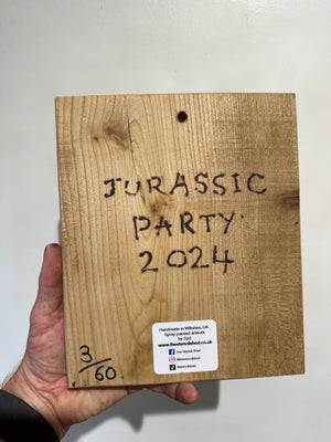 'Jurassic Party' Artwork on Elm wood - Number 3 - 19 x 23cm