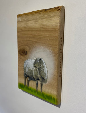 ‘Warm’ Sheep Stencil Artwork  - signed art on Oak - No. 2 from edition of 60 - 14 x 22cm