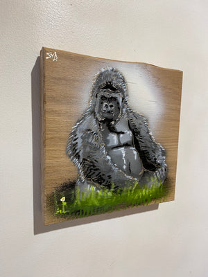 'Big Daddy' Gorilla - Father's Dad Art - Number 4 on Elm Wood