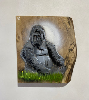 'Big Daddy' Gorilla - Father's Dad Art - Number 3 on Elm Wood
