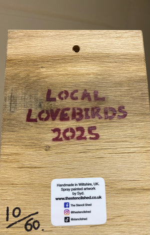 Local Lovebirds (The Jackdaws) new for 2025 on Oak wood Number 10 - 15 x 22cm