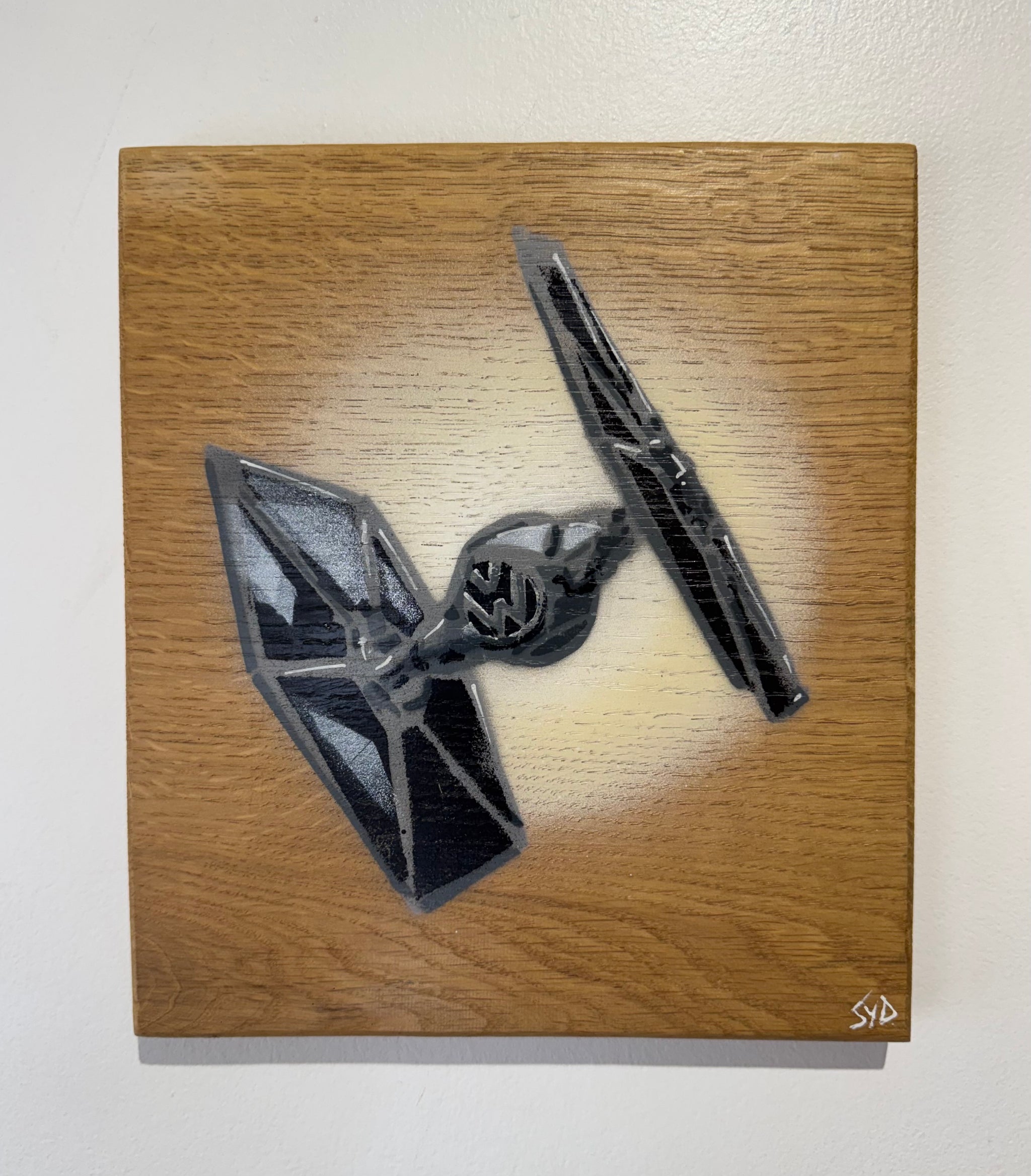 'Crafty' - Sci Fi Mash Up on Oak wood - 21 x 24cm