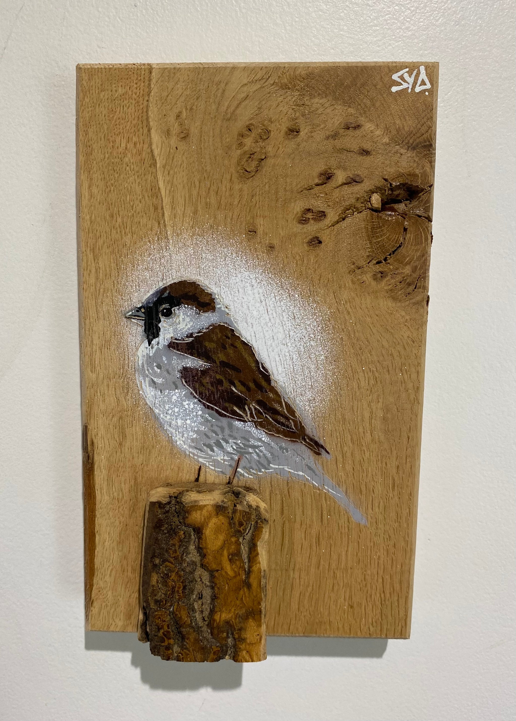 Sparrow on Oak - Signed Limited Edition No. 40 - Signed artwork size 13 x 23cm