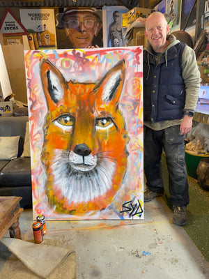 Fox Freehand Contemporary Spray Painting 1m by 1.5m