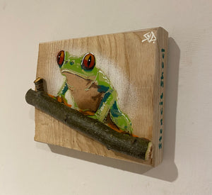 Tree Frog Brand New Artwork fro 2025 on Ash wood - Number 6 - 16 x 12cm