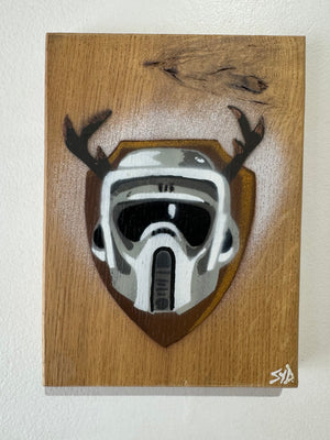 Scouter on Oak wood - Signed Limited Edition artwork -  size 13 x 18cm - 84 in the edition