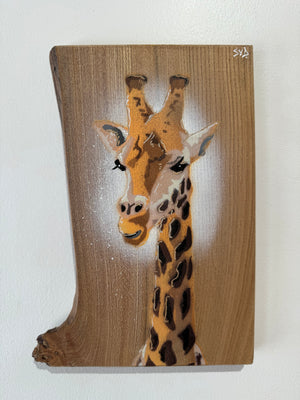 Giraffe ‘High Tower’ New for 2025 on Elm Wood with notch from the UK - Number 5 - size 17 x 24cm