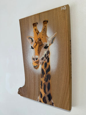 Giraffe ‘High Tower’ New for 2025 on Elm Wood with notch from the UK - Number 5 - size 17 x 24cm