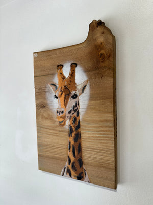 Giraffe ‘High Tower’ New for 2025 on Elm Wood from the UK - Number 3 - size 18 x 27cm