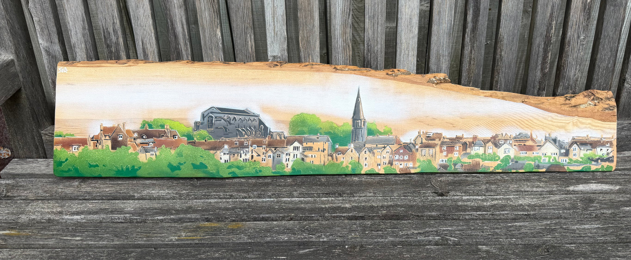 Malmesbury Landscape 2026 Barky Ash Wood - 120cm by 25cm
