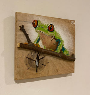 Tree Frog Brand New Artwork fro 2025 on Oak - Number 2 - 15 x 14cm with unique notch