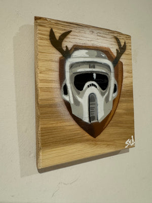 Scouter on oak wood - Signed Limited Edition artwork -  size 15 x 13cm