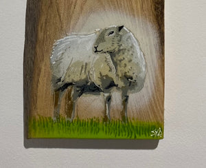 ‘Warm’ Sheep Stencil Artwork - signed art - No. 1 from edition of 60 - 13 x 41cm on unique Elm wood