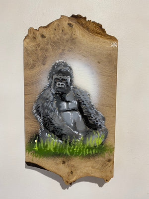 'Big Daddy' Gorilla - Father's Dad Art - Number 1 on Elm Wood