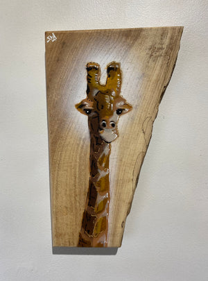 Giraffe ‘Peepo’ New for 2024 on Elm Wood from the UK size 15 x 28cm