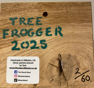 Tree Frog Brand New Artwork for 2025 on Oak - Number 17 - 14 x 13cm