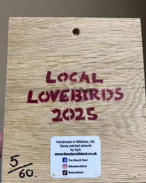 Local Lovebirds (The Jackdaws) new for 2025 on Oak wood Number 5 - 15 x 18cm