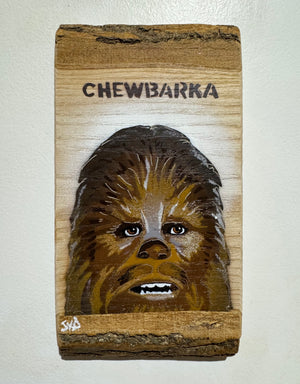 'Chewbarka' New for 2025 on barky Ash wood no. 6 - artwork size 12 x 25cm - Signed Limited Edition