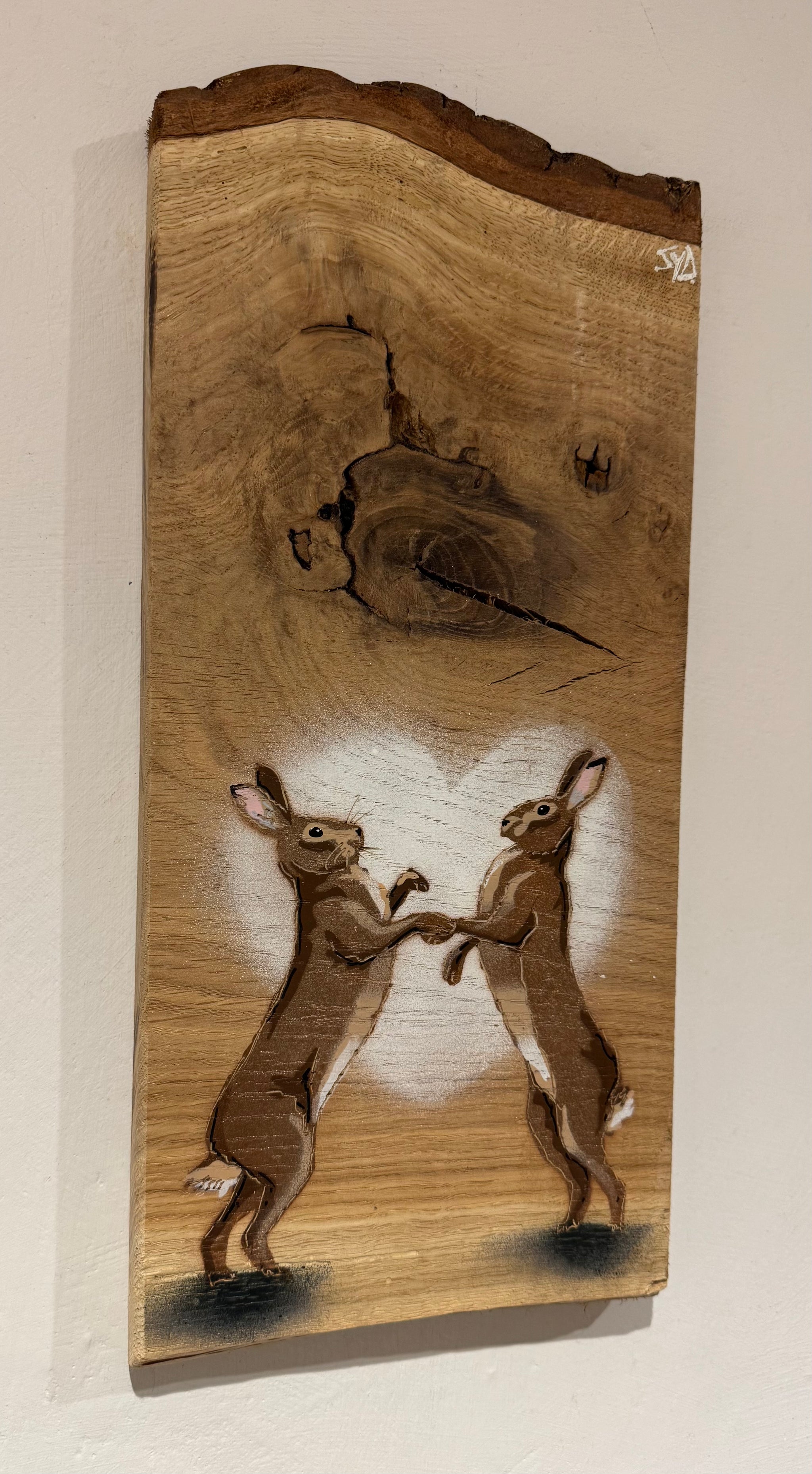 Hare for 2025 - New Artwork on Oak wood-  Number 12 - size 17 x 39cm