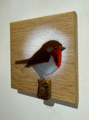 Robin 2024 on English Oak - 12 x 13cm approx