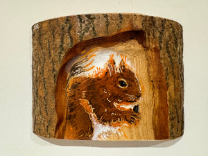 Log Art  Squirrel on sustainably sourced Ash Wood from the UK - 21cm x 20cm