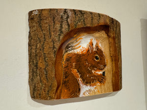 Log Art  Squirrel on sustainably sourced Ash Wood from the UK - 21cm x 20cm