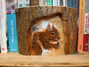 Log Art  Squirrel on sustainably sourced Ash Wood from the UK - 21cm x 20cm