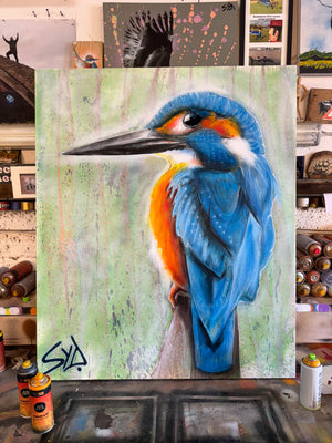 Kingfisher Freehand Contemporary Spray Painting 1m by 1.2m