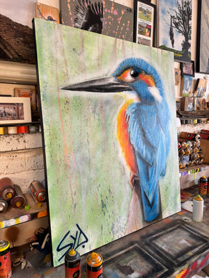 Kingfisher Freehand Contemporary Spray Painting 1m by 1.2m