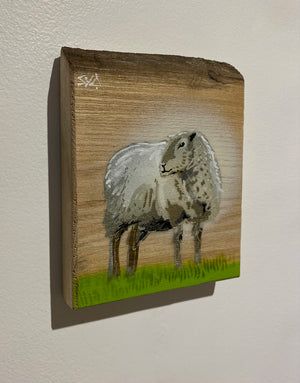 ‘Warm’ Sheep Stencil Artwork  - signed art on Elm - No. 3 from edition of 60 - 13  x16cm