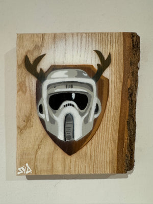 Scouter on barky ash wood - Signed Limited Edition artwork -  size 15 x 17cm - 83 in edition