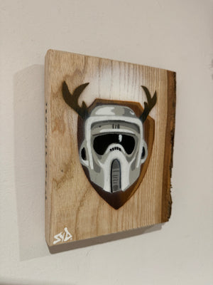 Scouter on barky ash wood - Signed Limited Edition artwork -  size 15 x 17cm - 83 in edition