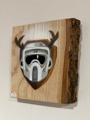 Scouter on barky ash wood - Signed Limited Edition artwork -  size 15 x 17cm - 83 in edition