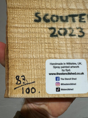 Scouter on barky ash wood - Signed Limited Edition artwork -  size 15 x 17cm - 83 in edition