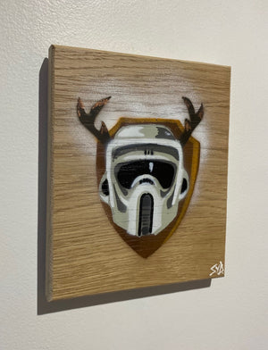 Scouter on Oak wood - Signed Limited Edition artwork -  size 15 x 18cm - 99 in the edition