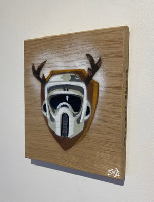 Scouter on Oak wood - Signed Limited Edition artwork -  size 15 x 18cm - 99 in the edition
