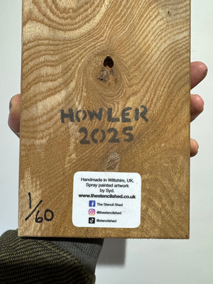 Wolf - New for 2025 Spray painted artwork onto Elm Wood - Number 1 - Signed and Limited Edition 26 x 13cm