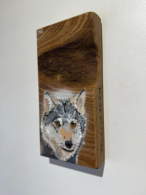 Wolf - New for 2025 Spray painted artwork onto Elm Wood - Number 2 - Signed and Limited Edition 10 x 21cm