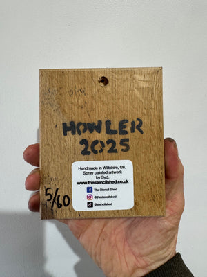 Wolf - New for 2025 Spray painted artwork onto Oak Wood - Number 5 - Signed and Limited Edition 10 x 12cm