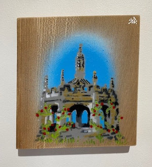 The Market Lost (mini) on Elm wood - measures 17 x 17cm - Signed Limited Edition Malmesbury artwork