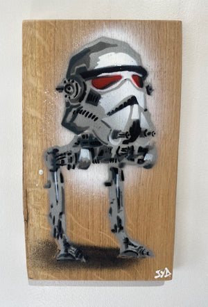 GO-ST -  Sci Fi Art on Oak wood- 16 x 27cm