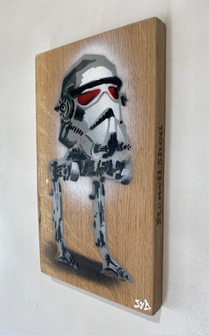 GO-ST -  Sci Fi Art on Oak wood- 16 x 27cm